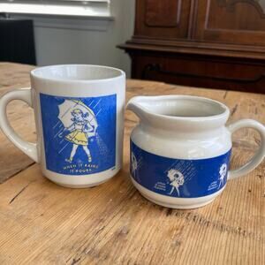1950’s Morton Salt advertising coffe mug and creamer